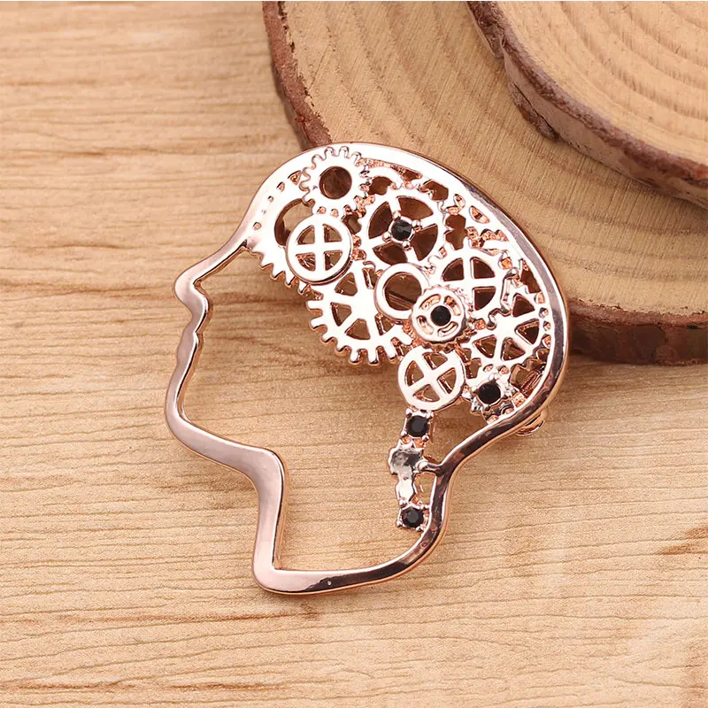 Fashion Pin Brooches Cerebrum/ Brain Style Gold Color Creative Accessories Charms For Men Women Gift 3.3cm x 2.9cm, 1 Piece