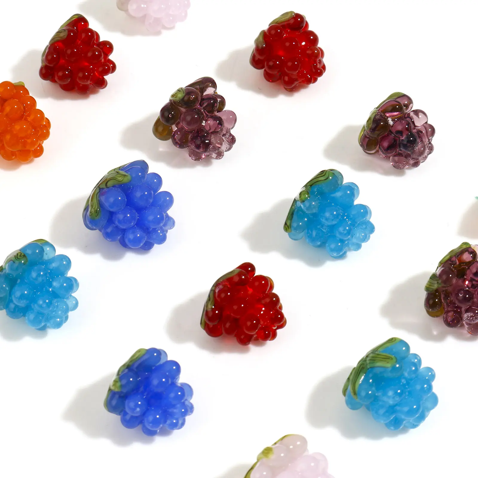 2PC 3D Grape Fruit Lampwork Glass Beads Multicolor Spacer Beads DIY Making Necklace Bracelets Jewelry Making Accessories 13x12mm