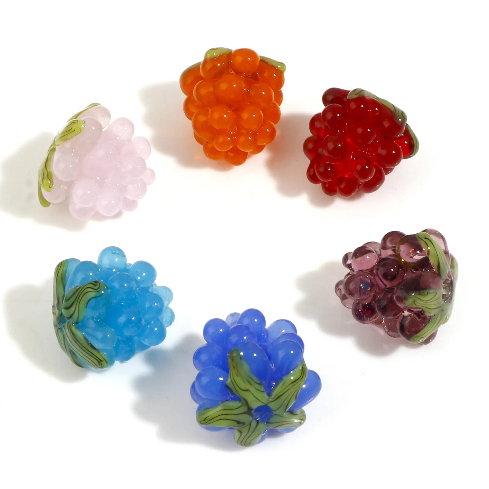 2PC 3D Grape Fruit Lampwork Glass Beads Multicolor Spacer Beads DIY Making Necklace Bracelets Jewelry Making Accessories 13x12mm