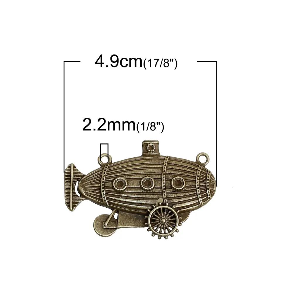 2PCs Creative Steampunk Connectors Boat Antique Bronze Gear Metal Charms DIY Necklace Vintage Jewelry Findings 49mm x 33mm
