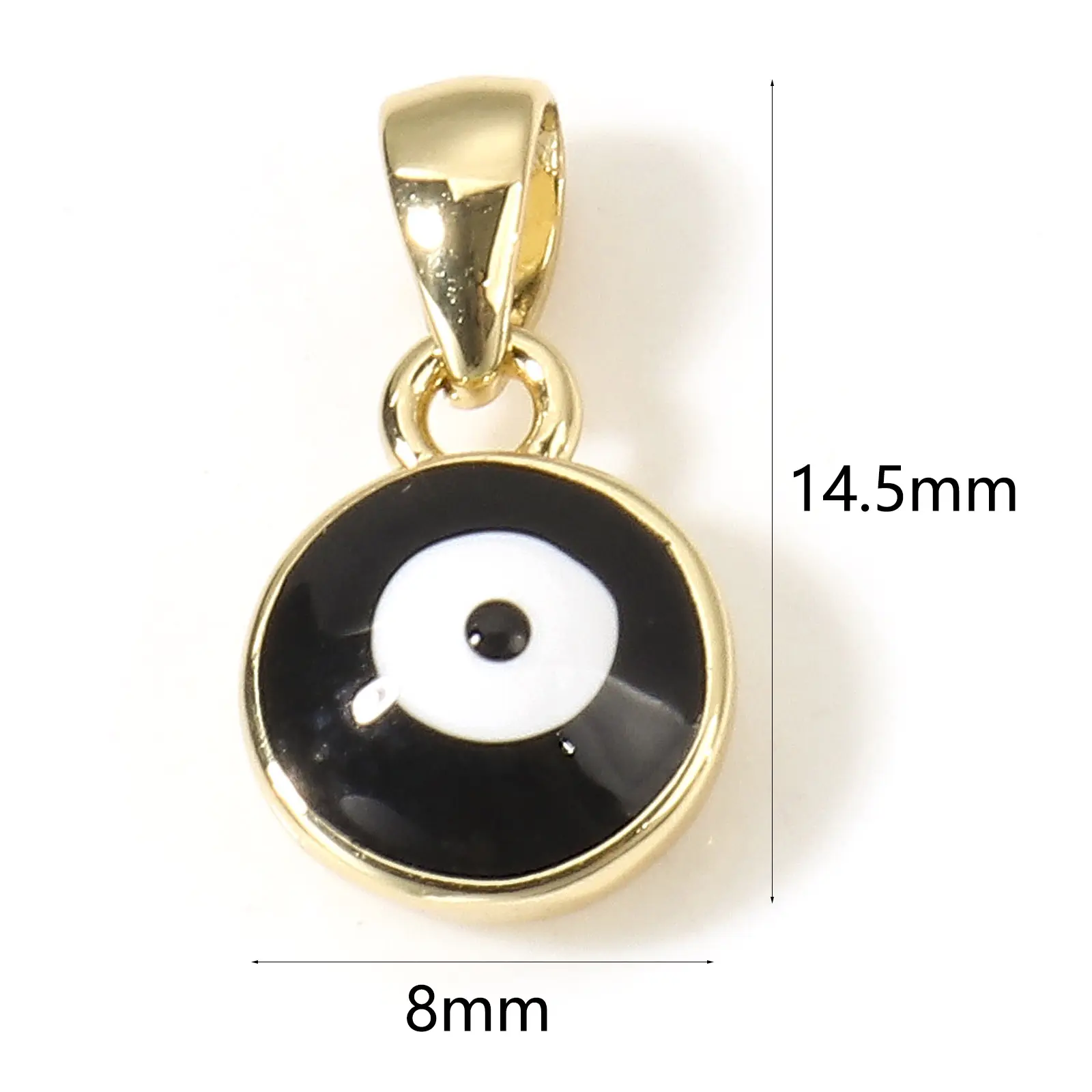 Copper Religious Charms Gold Color Multicolor Round Evil Eye Enamel Pendants For DIY Jewelry Making 14.5mm x 8mm, 1 Piece