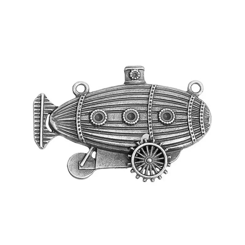 2PCs Creative Steampunk Connectors Boat Antique Bronze Gear Metal Charms DIY Necklace Vintage Jewelry Findings 49mm x 33mm