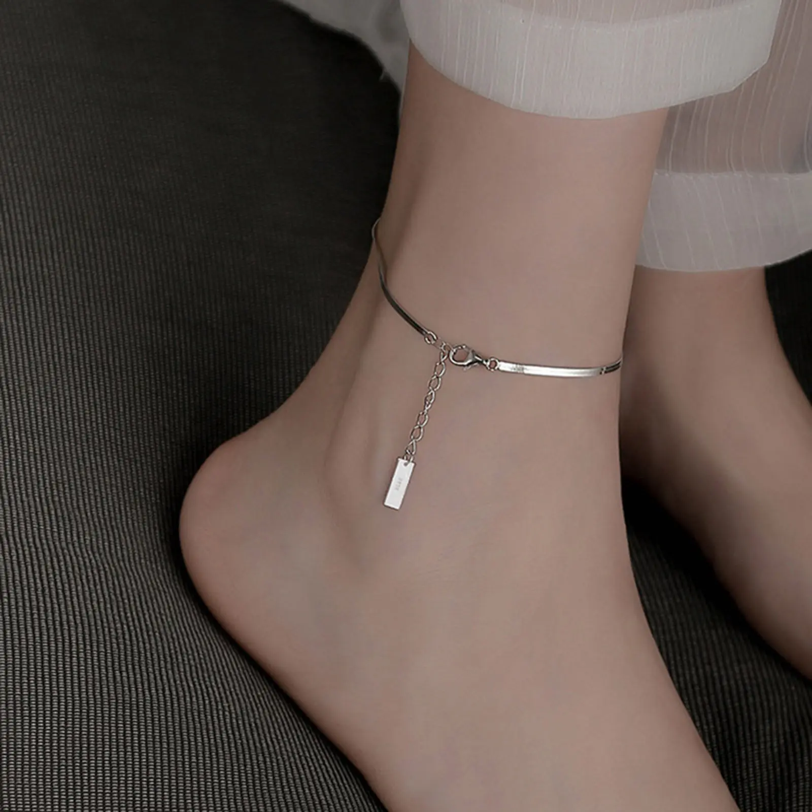 Simple Anklet Silver Color Knife Pendant on the leg Anklet Summer Beach Bracelets Barefoot Foot 23.5cm(9 2/8") long, 1 Piece