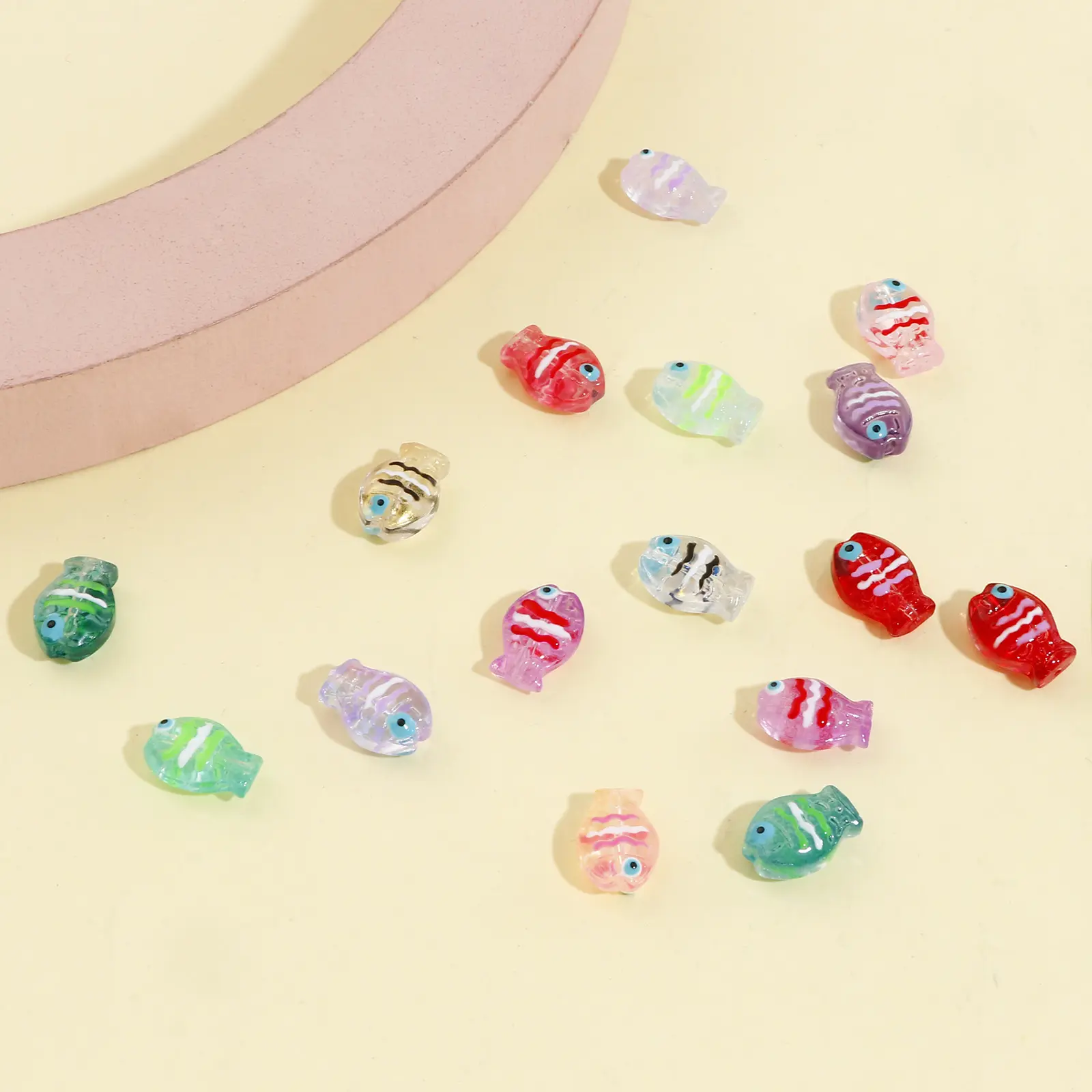 Lampwork Glass Ocean Fish Jewelry Beads For DIY Charm Jewelry Making Enamel AB Rainbow Color Bead About 14mm x 10mm, 5 PCs