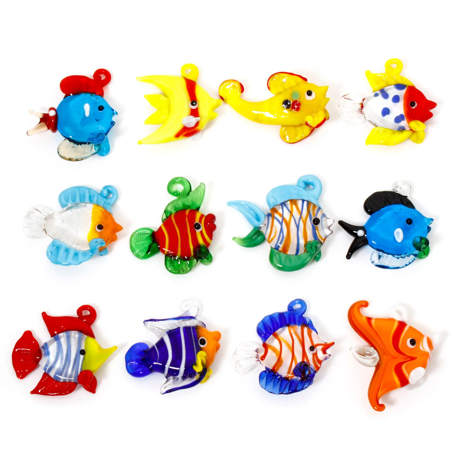 1PCs 3D Tropical Fish Animal Lampwork Ocean Charms For Jewelry Making Tiny Statue Ornaments Aquarium Decor DIY Necklace Pendant