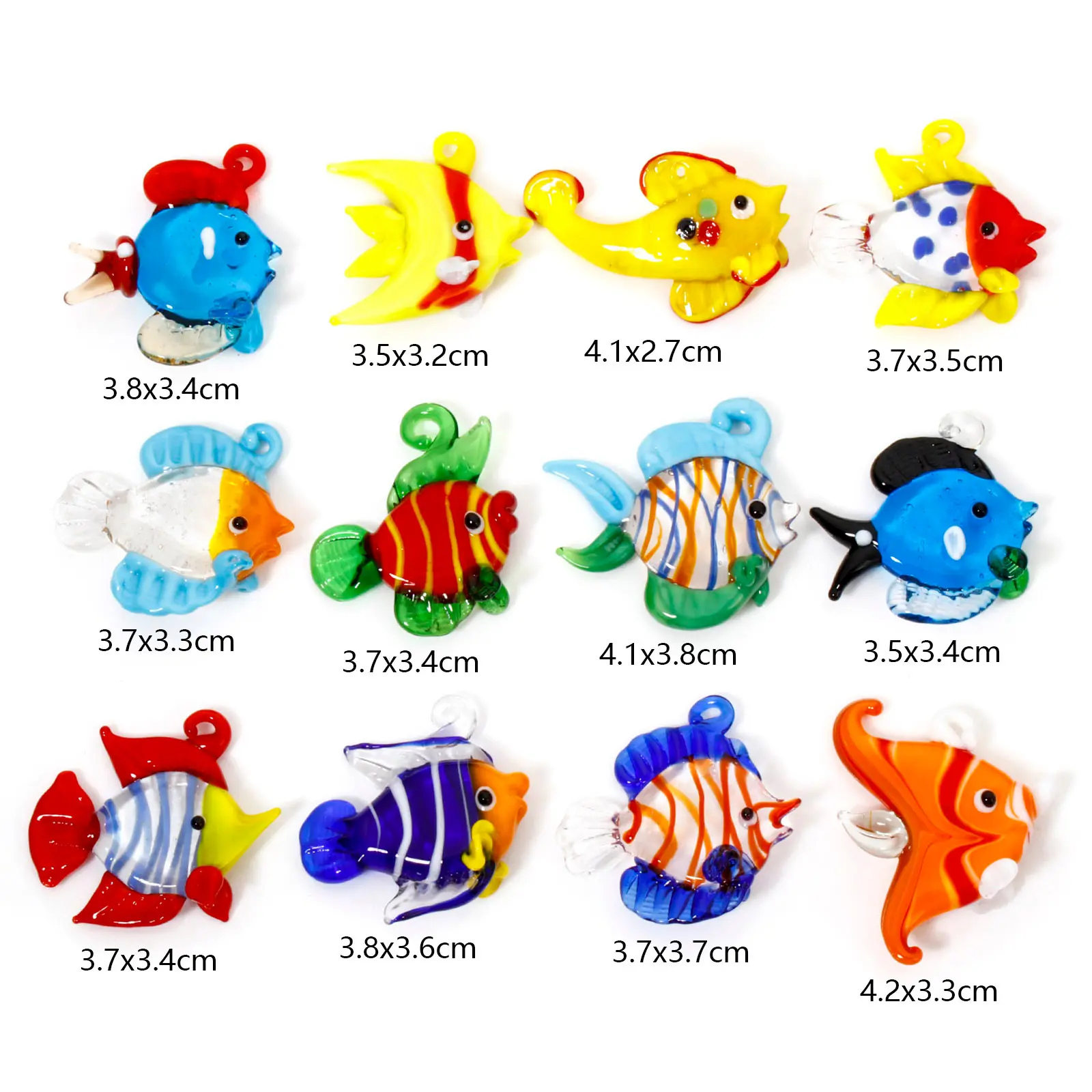 1PCs 3D Tropical Fish Animal Lampwork Ocean Charms For Jewelry Making Tiny Statue Ornaments Aquarium Decor DIY Necklace Pendant