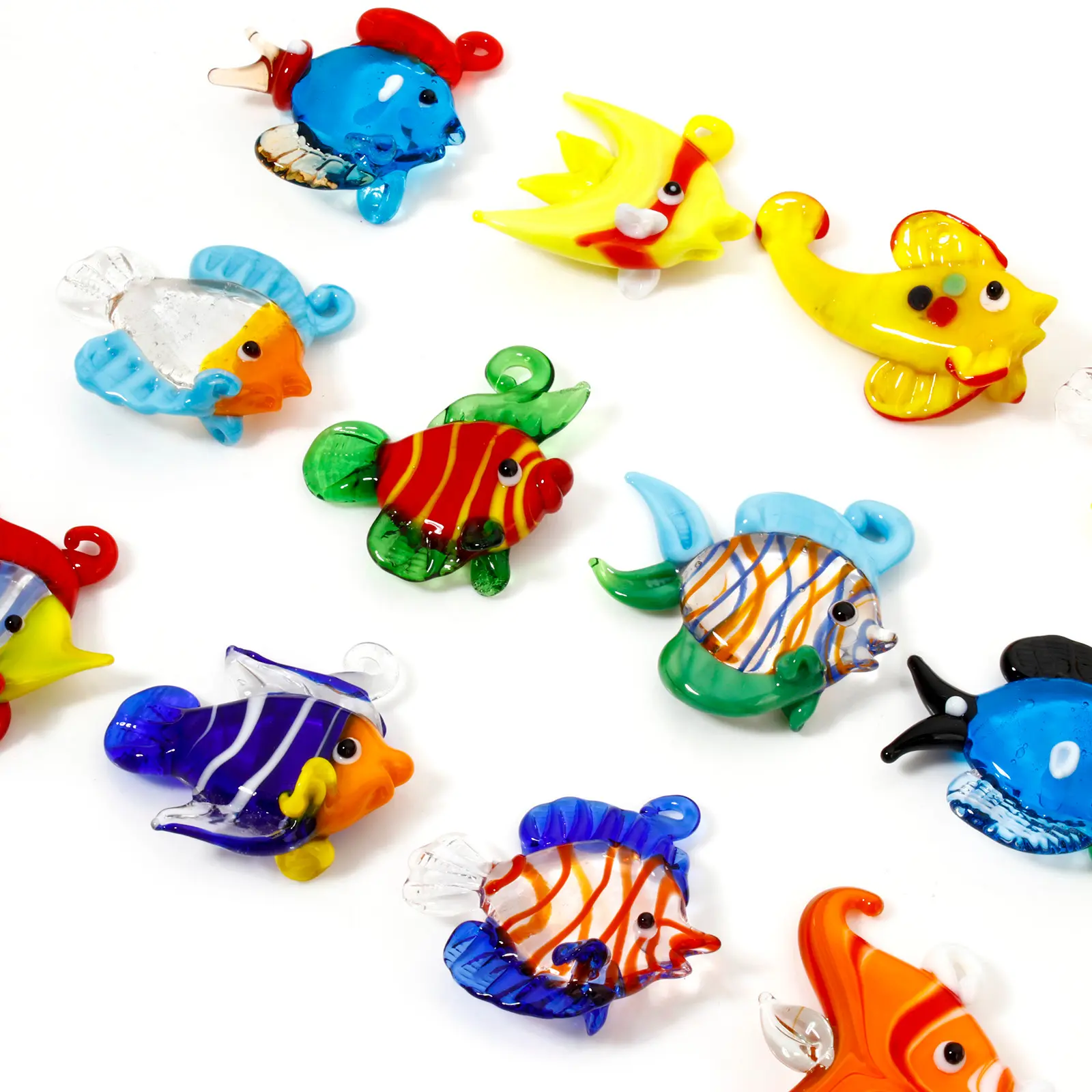 1PCs 3D Tropical Fish Animal Lampwork Ocean Charms For Jewelry Making Tiny Statue Ornaments Aquarium Decor DIY Necklace Pendant