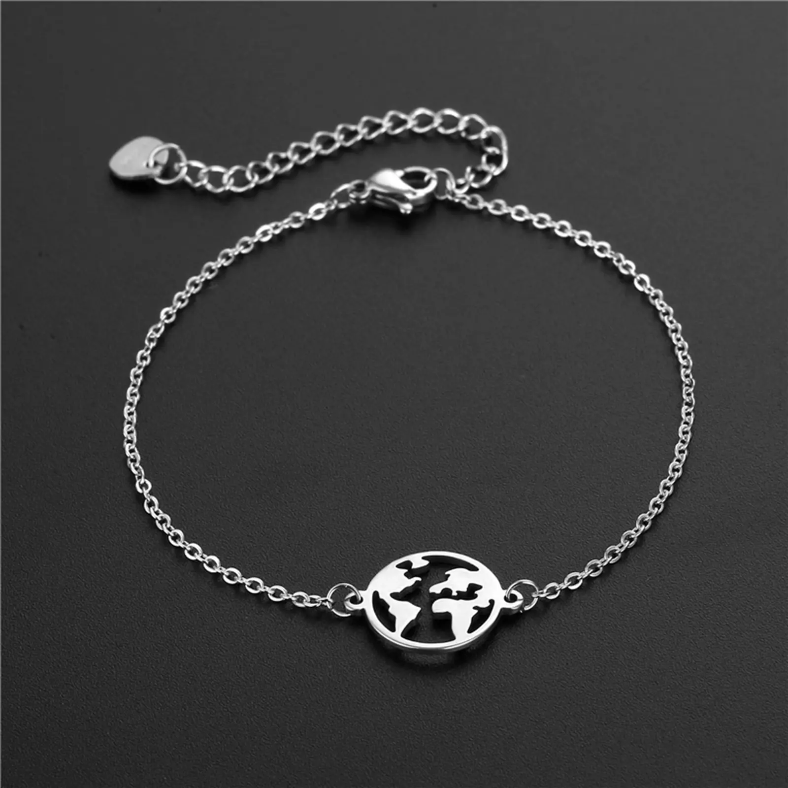 Fashion Stainless Steel Bracelets Moon Pineapple Flowers Pendant Silver Color For Women Party Jewelry Accessories Gift 16cm long