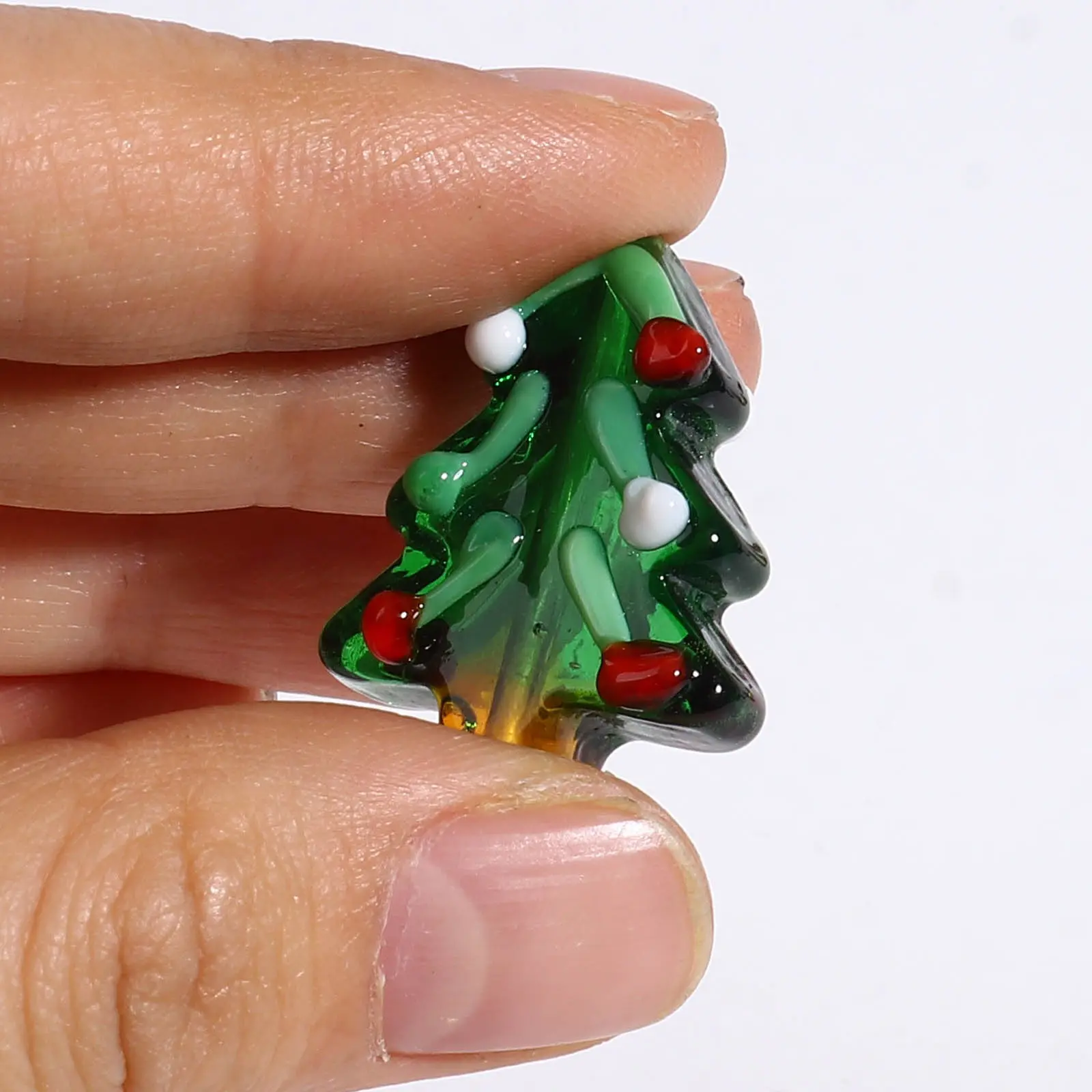 Christmas Tree Snowman Lampwork Glass Christmas Beads Multicolor Loose Beads Cute Cartoon DIY Making Bracelet Jewelry