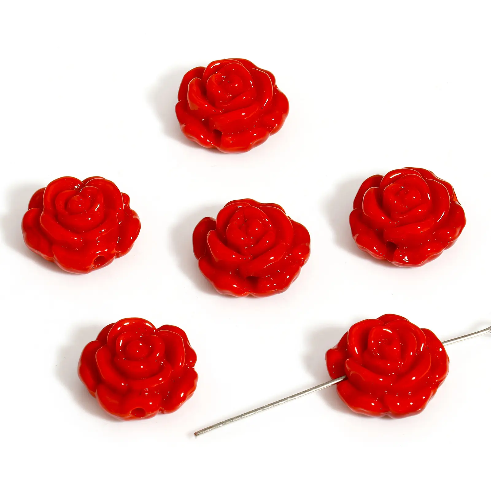 2PCs Lampwork Glass Rose Flower Beads Translucent Flower Beads For Jewelry Making Diy Necklace Bracelets Accessories 18x18mm