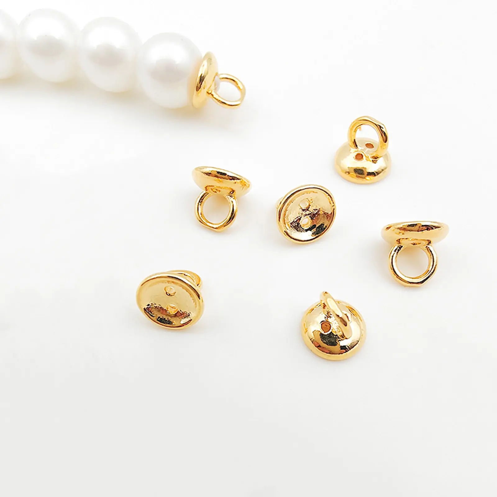 4.5/6MM Brass Beads Caps Tips Double Hole Pearl Bracelet Ends Connector With Loop Jewelry End Caps Jewelry 
Making Accessories