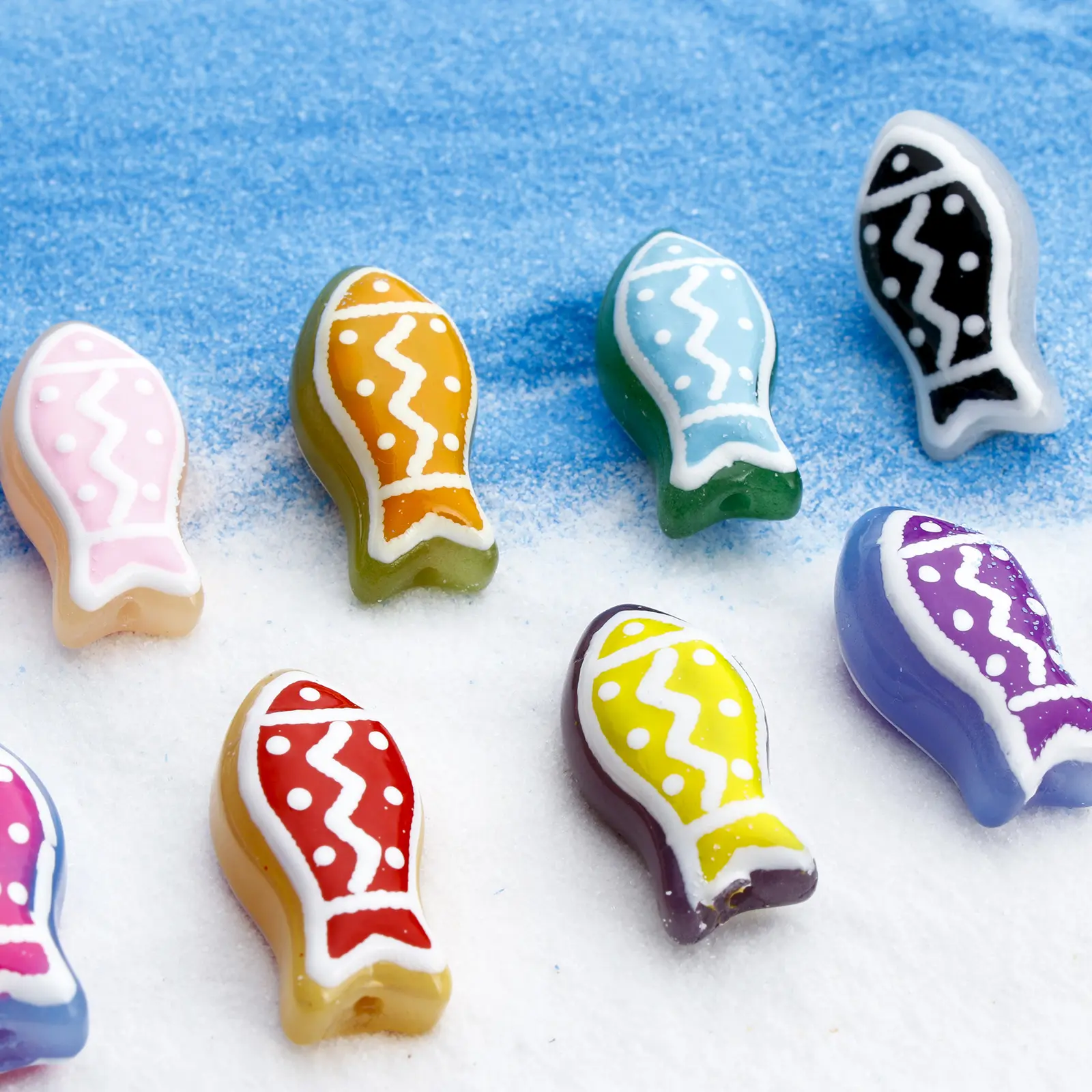 2 PCs Lampwork Glass Ocean Jewelry Beads Fish Animal Ripple Enamel For DIY Jewelry Making About 21mm x 11mm, Hole: Approx 1.4mm