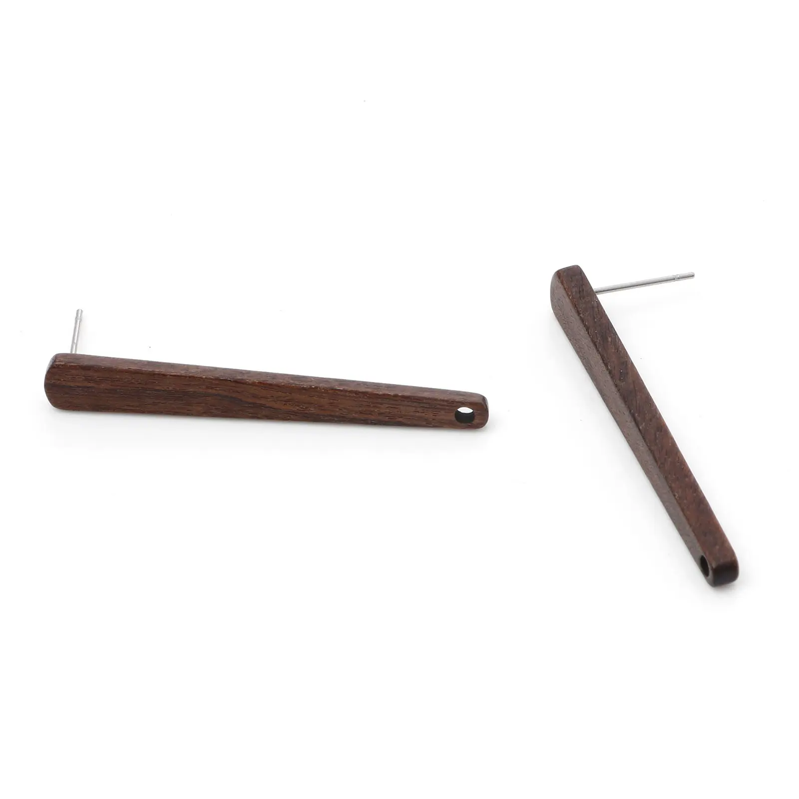 Fashion Handmade Wood Ear Post Stud Earrings Findings Drop Earrings Geometric Brown With Loop Post/ Wire Size: 0.7mm, 10 PCs