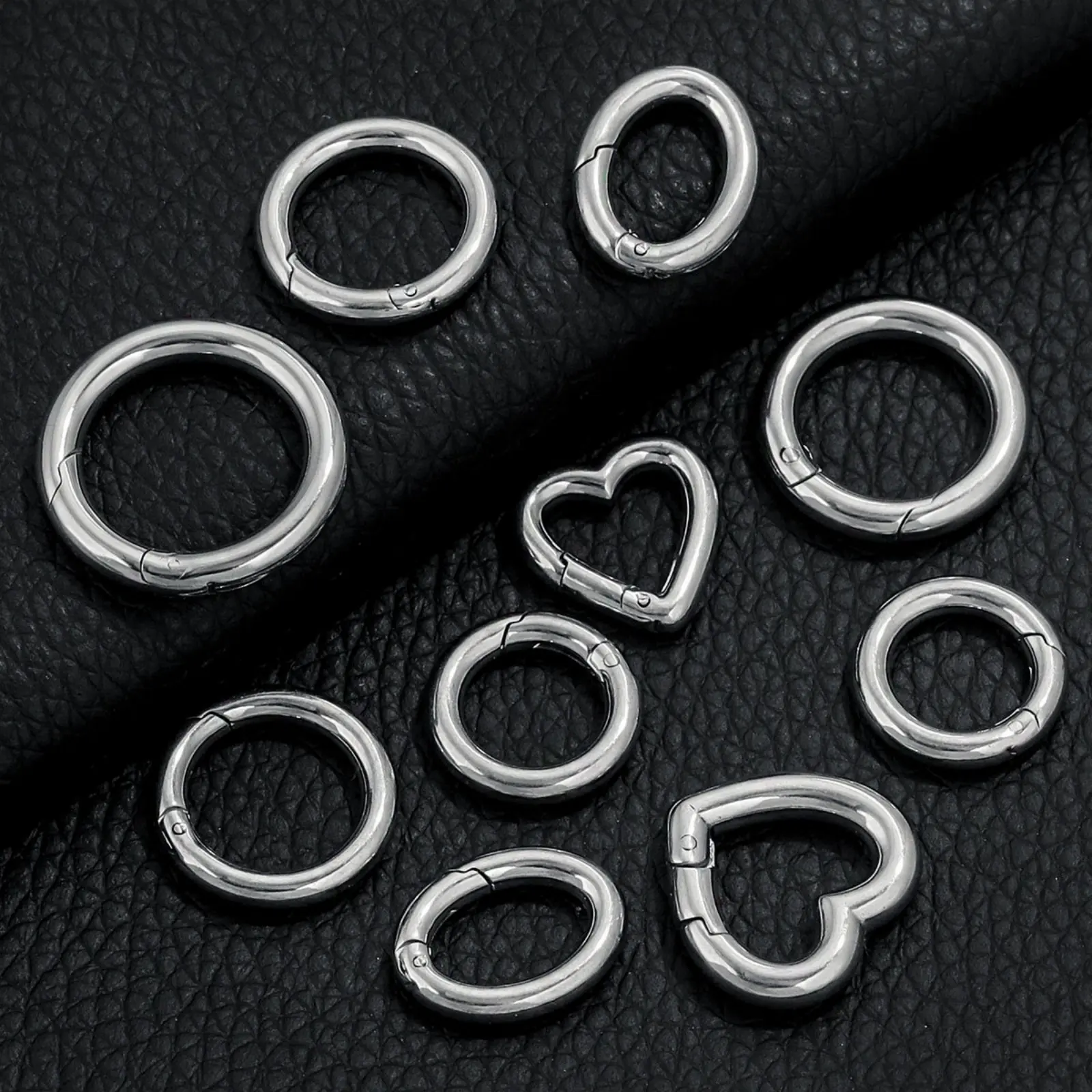 304 Stainless Steel Bolt Spring Ring Clasps Polished Heart Circular Connector DIY Necklace Jewelry Making Lobster Buckle, 1Piece