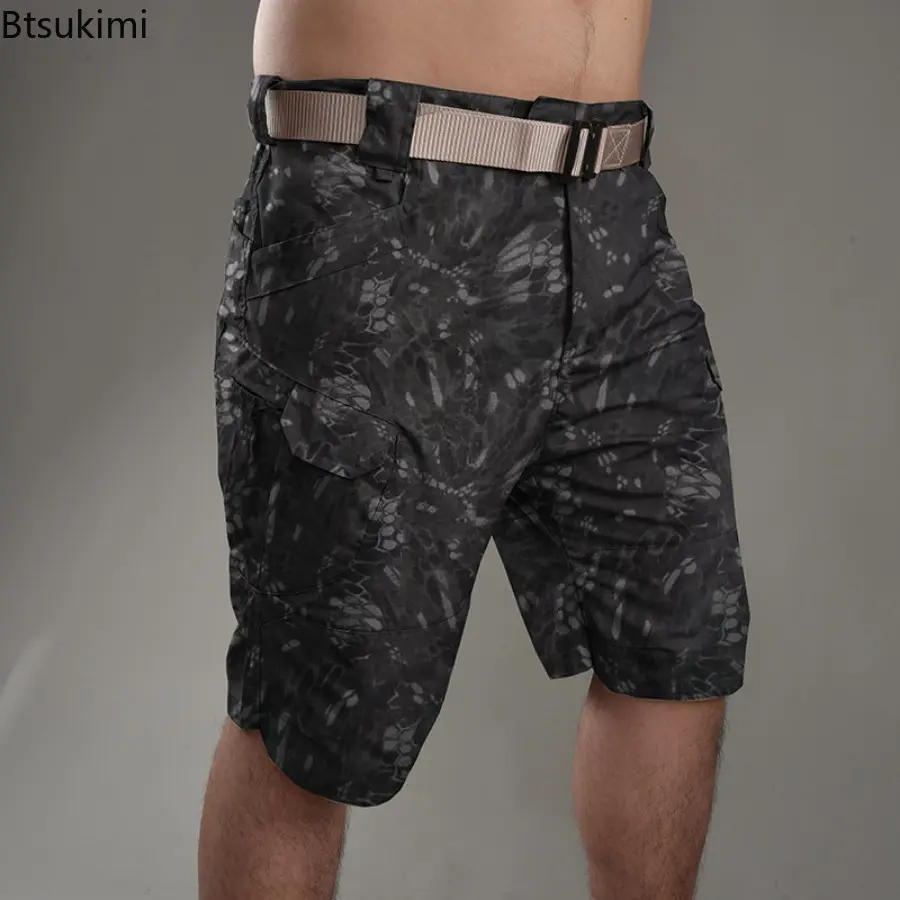 Men's Classic Tactical Shorts Upgraded Outdoor Hunting Training Cargo Pants Waterproof Wear Resistant Multi-pocket Camo Shorts
