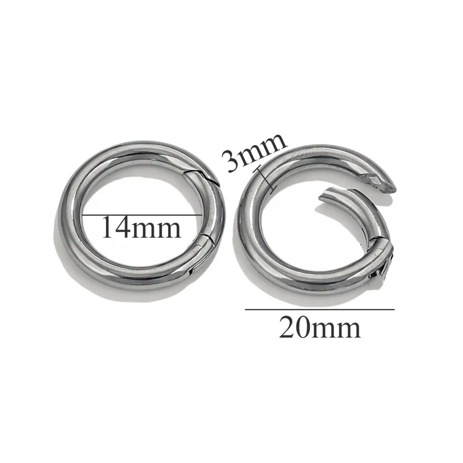 304 Stainless Steel Bolt Spring Ring Clasps Polished Heart Circular Connector DIY Necklace Jewelry Making Lobster Buckle, 1Piece