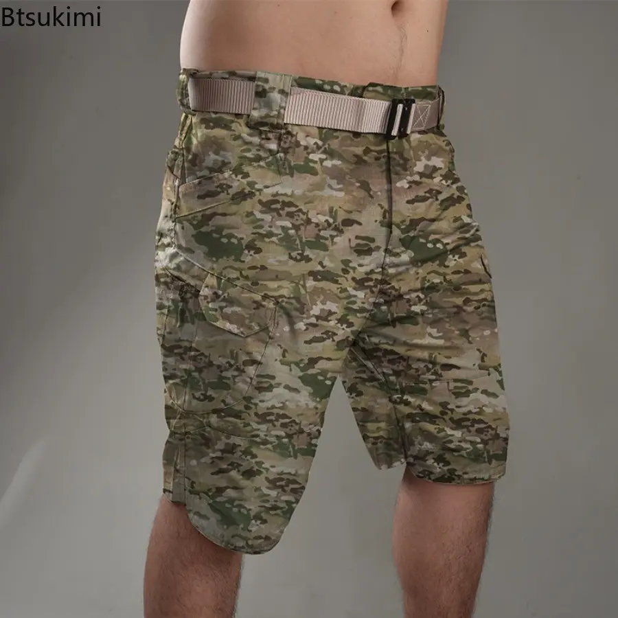 Men's Classic Tactical Shorts Upgraded Outdoor Hunting Training Cargo Pants Waterproof Wear Resistant Multi-pocket Camo Shorts