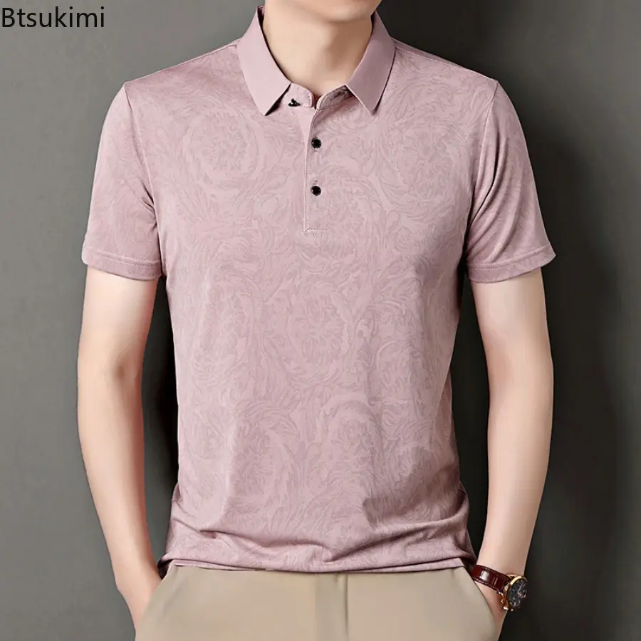 New 2025 Summer Men's Business Casual Short Sleeved Shirt Solid Color Polo Shirt Fashion Breathable Comfortable Versatile Tops