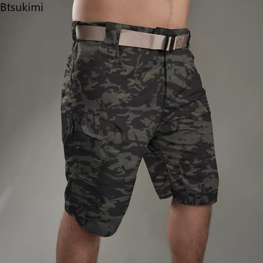 Men's Classic Tactical Shorts Upgraded Outdoor Hunting Training Cargo Pants Waterproof Wear Resistant Multi-pocket Camo Shorts