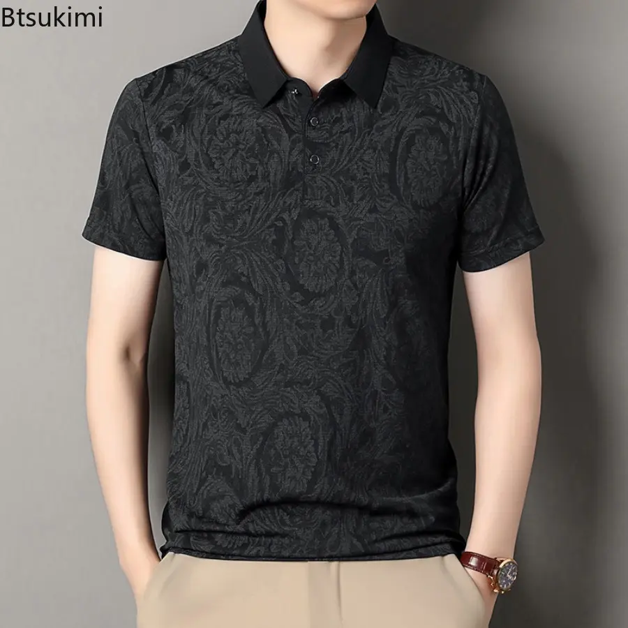 New 2025 Summer Men's Business Casual Short Sleeved Shirt Solid Color Polo Shirt Fashion Breathable Comfortable Versatile Tops