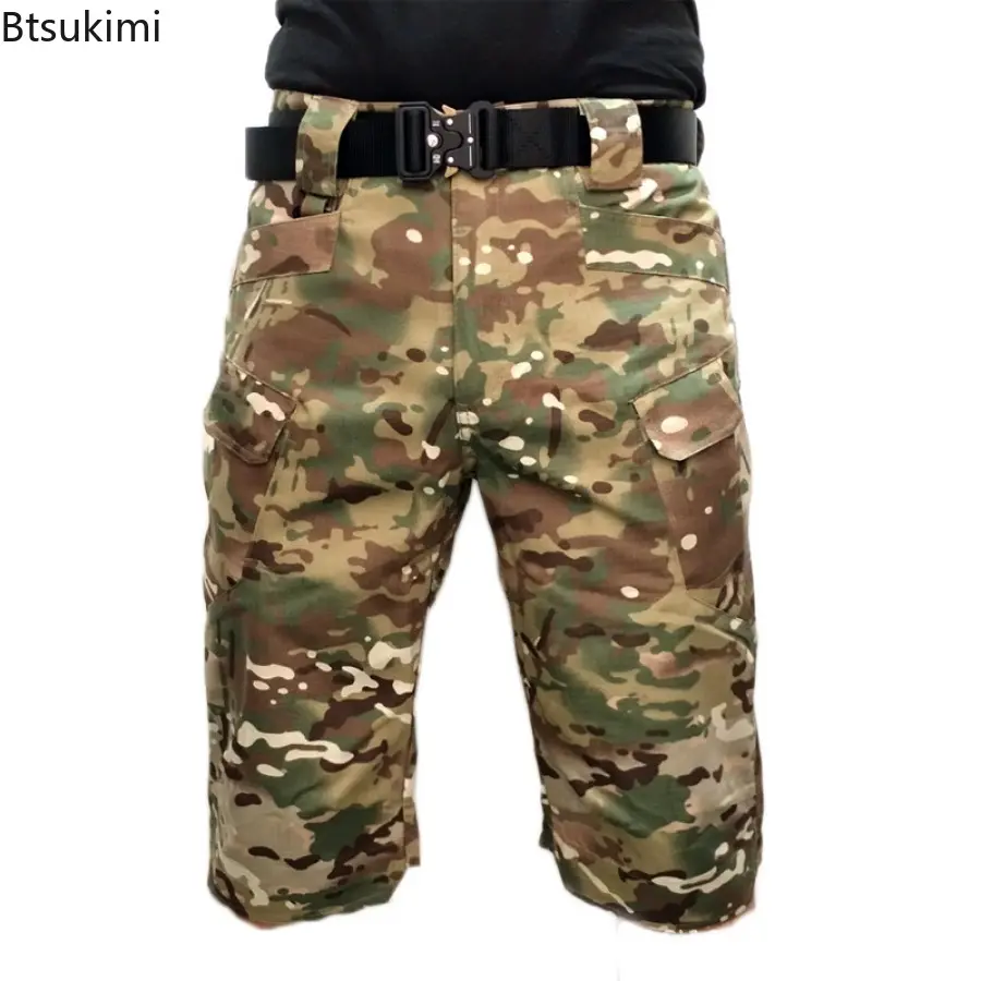 New2025 Men's Camouflage Cargo Pants Outdoor Training Wear Resistant Waterproof Sport Shorts Multil-pockets Tactical Shorts Male