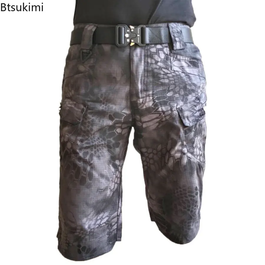 New2025 Men's Camouflage Cargo Pants Outdoor Training Wear Resistant Waterproof Sport Shorts Multil-pockets Tactical Shorts Male
