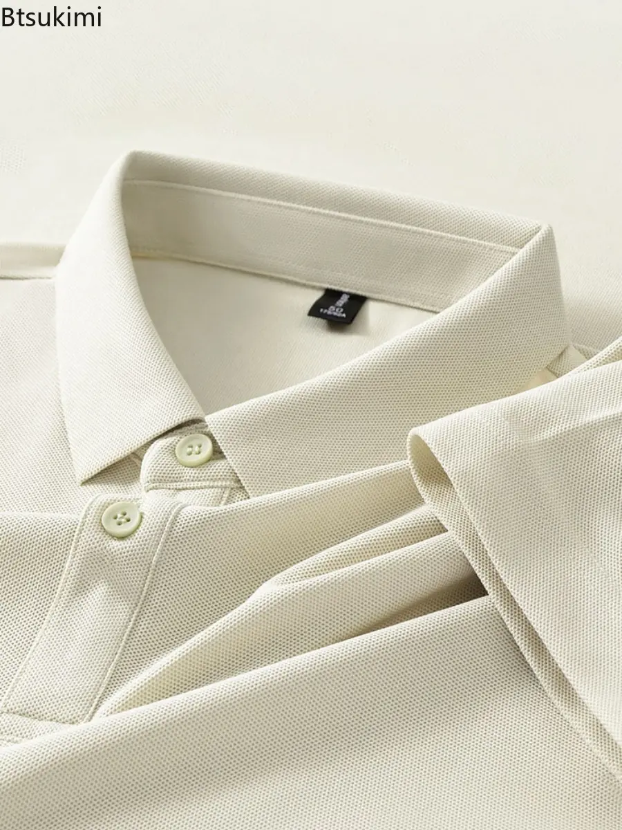 New 2025 Summer Men's Short Sleeve T-Shirt Collar Solid Color Polo Shirt Casual Matching Slim Fit Breathable Polo Shirt for Men