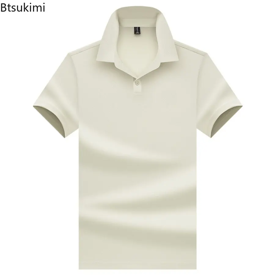 New 2025 Summer Men's Short Sleeve T-Shirt Collar Solid Color Polo Shirt Casual Matching Slim Fit Breathable Polo Shirt for Men