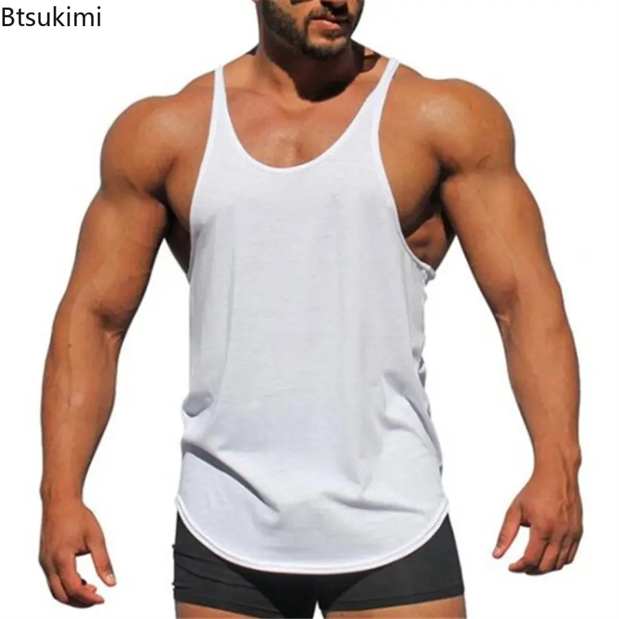 Men's Sleeveless Fitness Bottom Shirt Pure Cotton Fitness Sports Bottom Shirt Summer New Breathable Workout Sleeveless Tank Tops