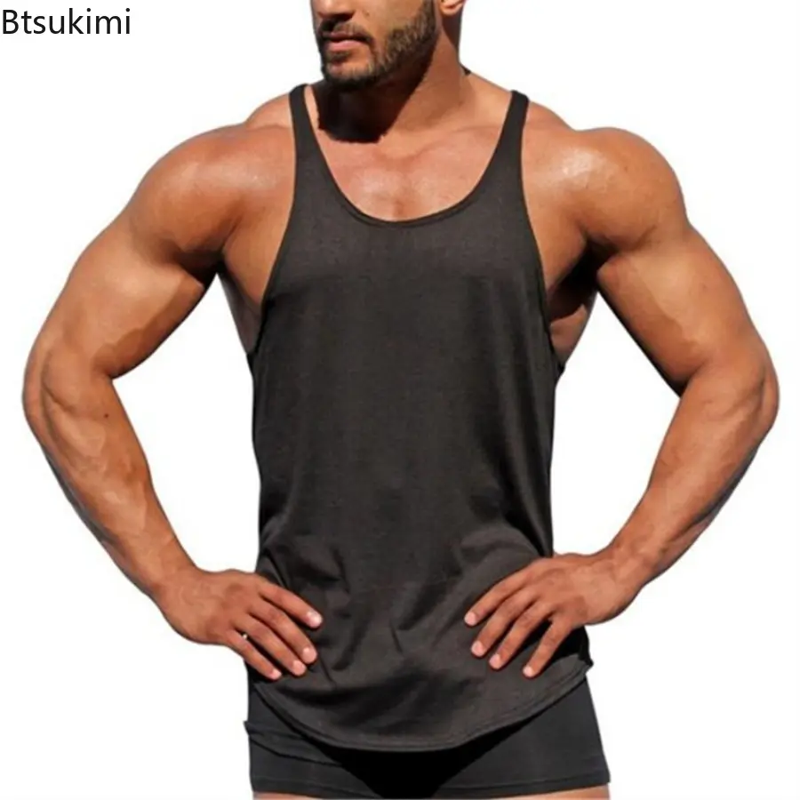 Men's Sleeveless Fitness Bottom Shirt Pure Cotton Fitness Sports Bottom Shirt Summer New Breathable Workout Sleeveless Tank Tops