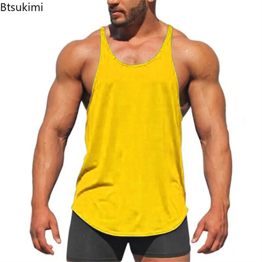 Men's Sleeveless Fitness Bottom Shirt Pure Cotton Fitness Sports Bottom Shirt Summer New Breathable Workout Sleeveless Tank Tops