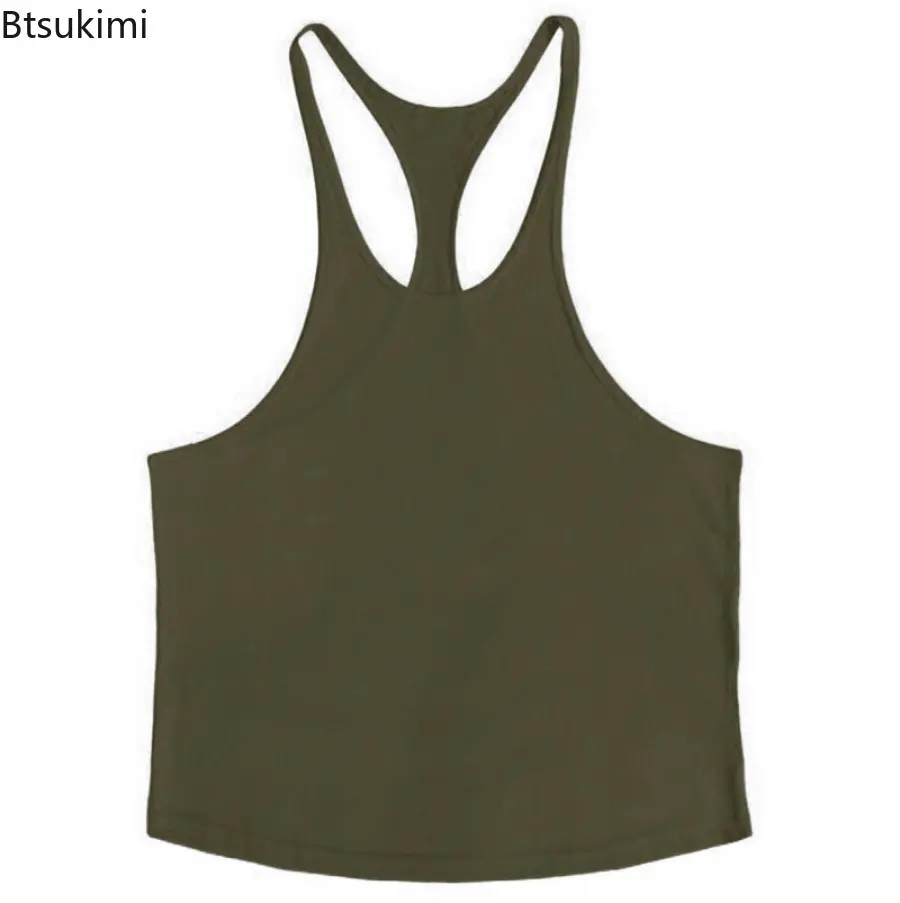 Men's Sleeveless Fitness Bottom Shirt Pure Cotton Fitness Sports Bottom Shirt Summer New Breathable Workout Sleeveless Tank Tops