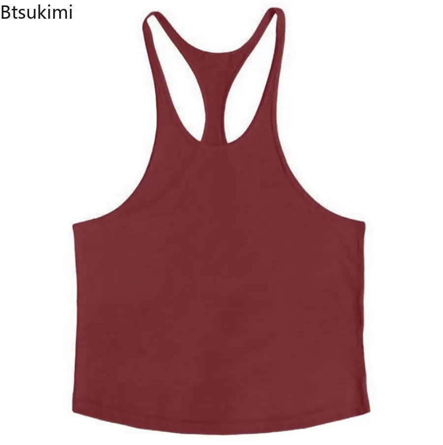 Men's Sleeveless Fitness Bottom Shirt Pure Cotton Fitness Sports Bottom Shirt Summer New Breathable Workout Sleeveless Tank Tops
