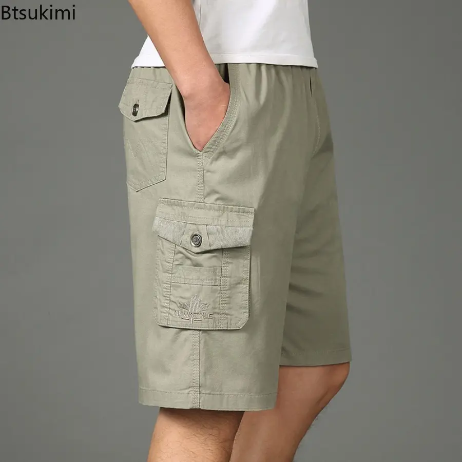 Summer New Men's Pure Cotton Loose Casual Shorts Oversized Multi-pockets Tooling Shorts Outdoor Sport Fashion Vintage Pants Male