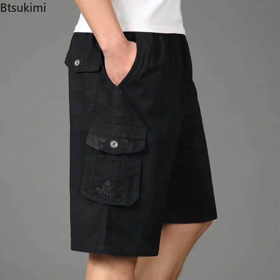 Summer New Men's Pure Cotton Loose Casual Shorts Oversized Multi-pockets Tooling Shorts Outdoor Sport Fashion Vintage Pants Male