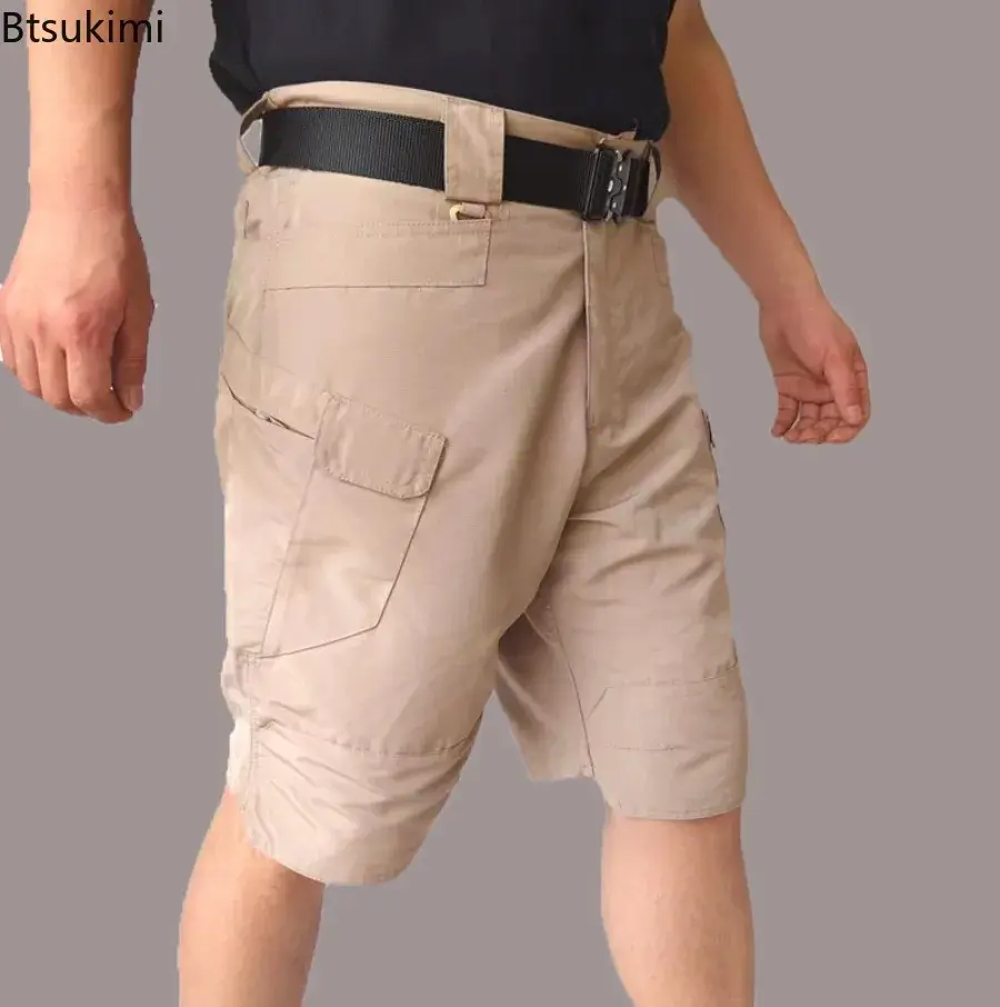 2025 Men's Outdoor Tactical Shorts Waterproof Wear Resistant Multi-pockets Camouflage Cargo Pants Summer Loose Training Shorts