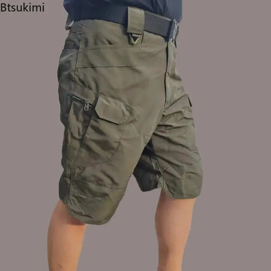 2025 Men's Outdoor Tactical Shorts Waterproof Wear Resistant Multi-pockets Camouflage Cargo Pants Summer Loose Training Shorts