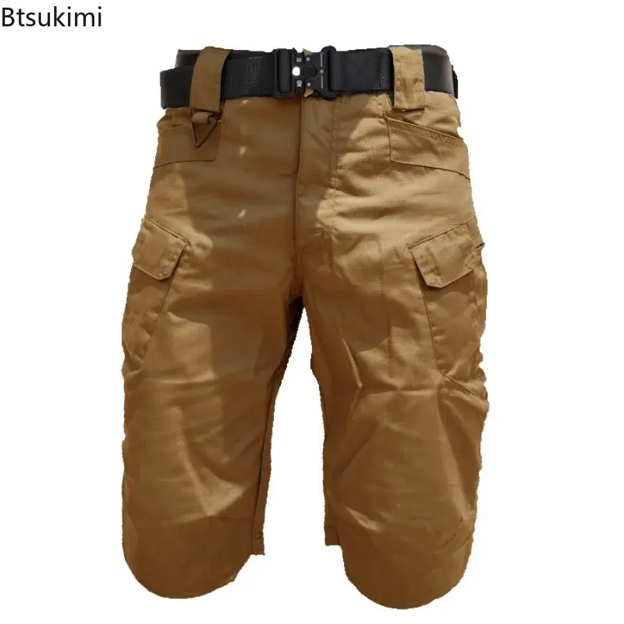 2025 Men's Outdoor Tactical Shorts Waterproof Wear Resistant Multi-pockets Camouflage Cargo Pants Summer Loose Training Shorts