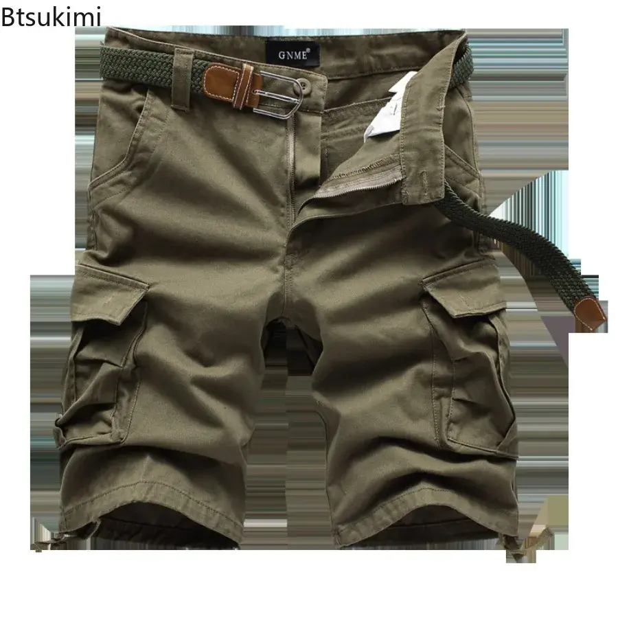 2025 Men's Military Tactical Cargo Shorts Multi-pockets Casual Loose Cotton Short Straight Pants Men Outdoor Sweatpant Oversized
