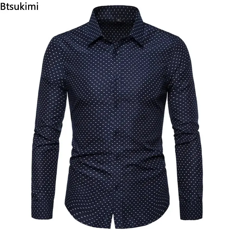 2025 Classic Striped Casual Shirts for Men Fashion Slim Fit Business Social Shirt Men's Long-sleeve Single Breasted Formal Shirt