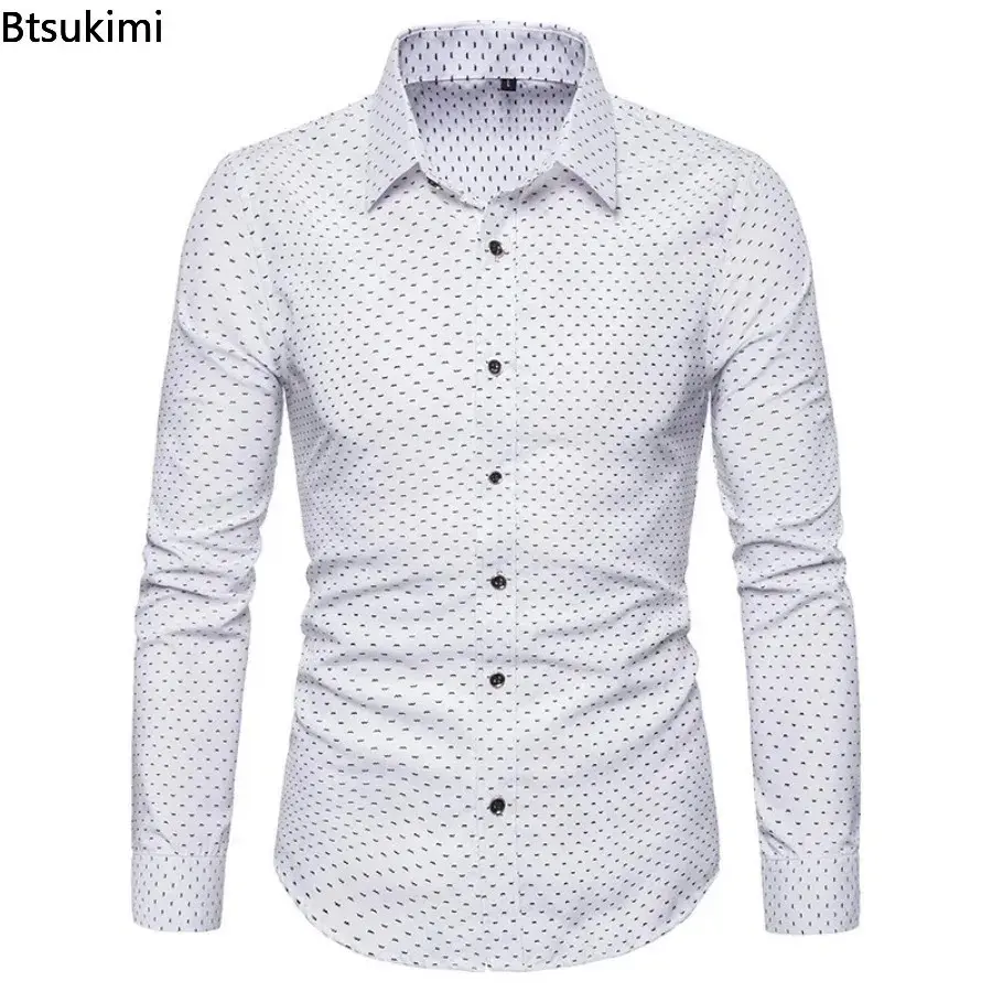 2025 Classic Striped Casual Shirts for Men Fashion Slim Fit Business Social Shirt Men's Long-sleeve Single Breasted Formal Shirt
