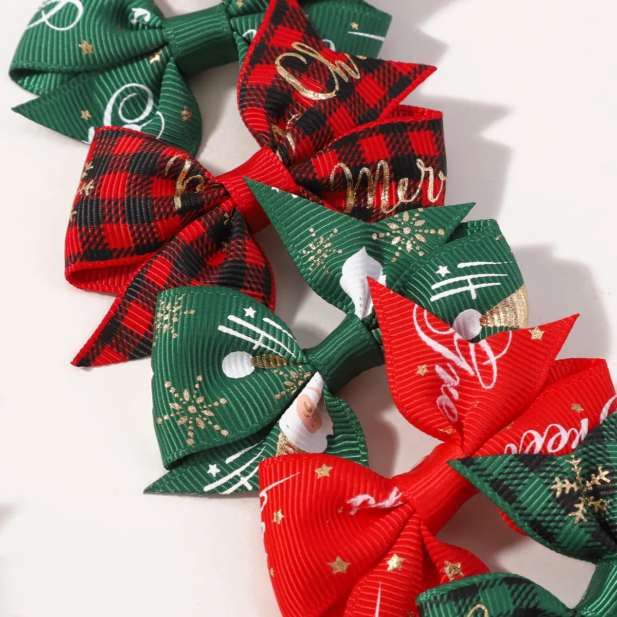 RAINBOW BOWS 10/20pcs Christmas Kids Hairclips Grosgrain Ribbon Bows Hairgripes Christmas Party Children's Bangs Hair Clip Gift