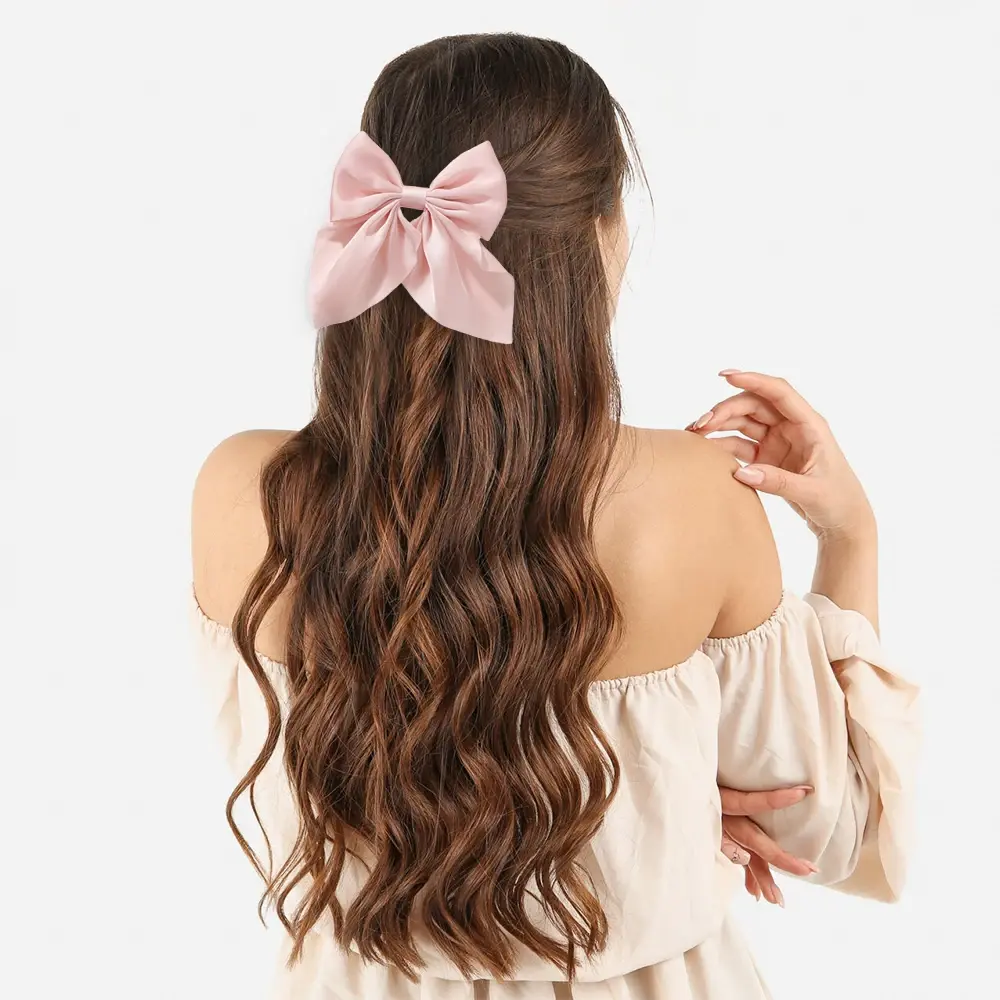 RAINBOW BOWS 4Pcs/lot Solid Bowknot Hair Clips for Girls Ribbon Hairpins Retro Red Black Butterfly Barrettes Hair Accessories