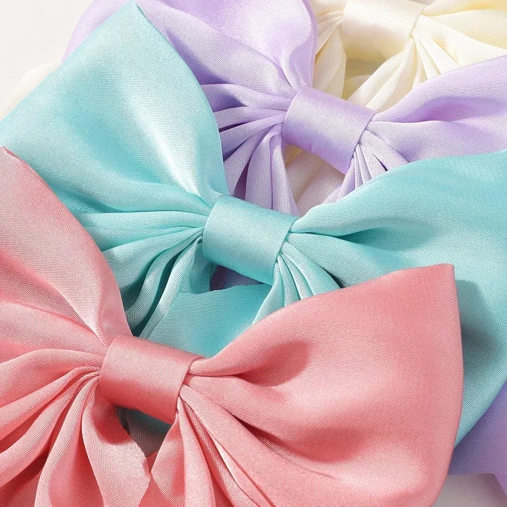 RAINBOW BOWS 4Pcs/lot Solid Bowknot Hair Clips for Girls Ribbon Hairpins Retro Red Black Butterfly Barrettes Hair Accessories