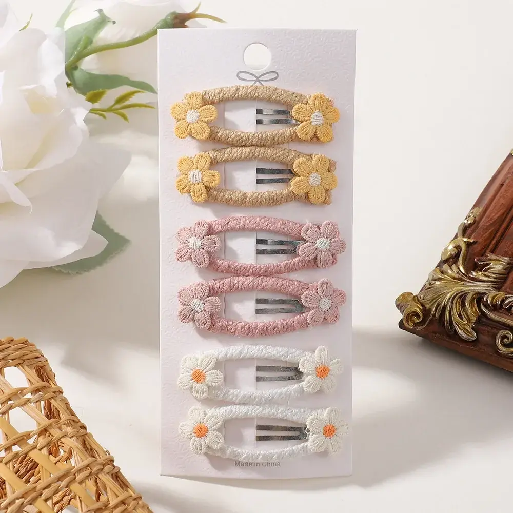 RAINBOW BOWS 6Pcs/Set Fresh Daisy Hair Clips for Kids Lovely Hair Bangs BB Barrette Girls Hooks Boutique Hair Accessories