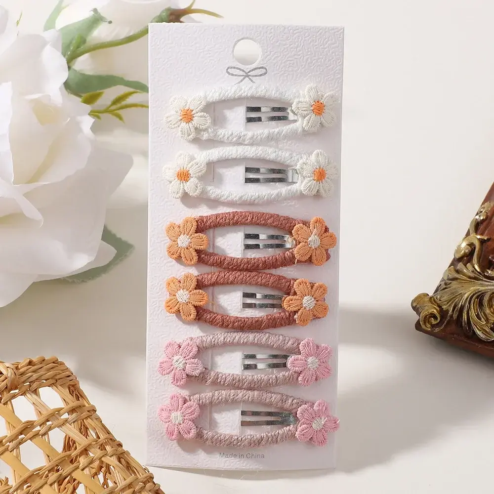 RAINBOW BOWS 6Pcs/Set Fresh Daisy Hair Clips for Kids Lovely Hair Bangs BB Barrette Girls Hooks Boutique Hair Accessories