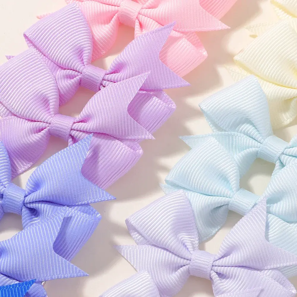 RAINBOW BOWS 40/20Pcs 2.3'' Classical Ribbon Bowknot Hair Clips for Girls Handmade Bows Hairgripes Hair Accessories Wholesale
