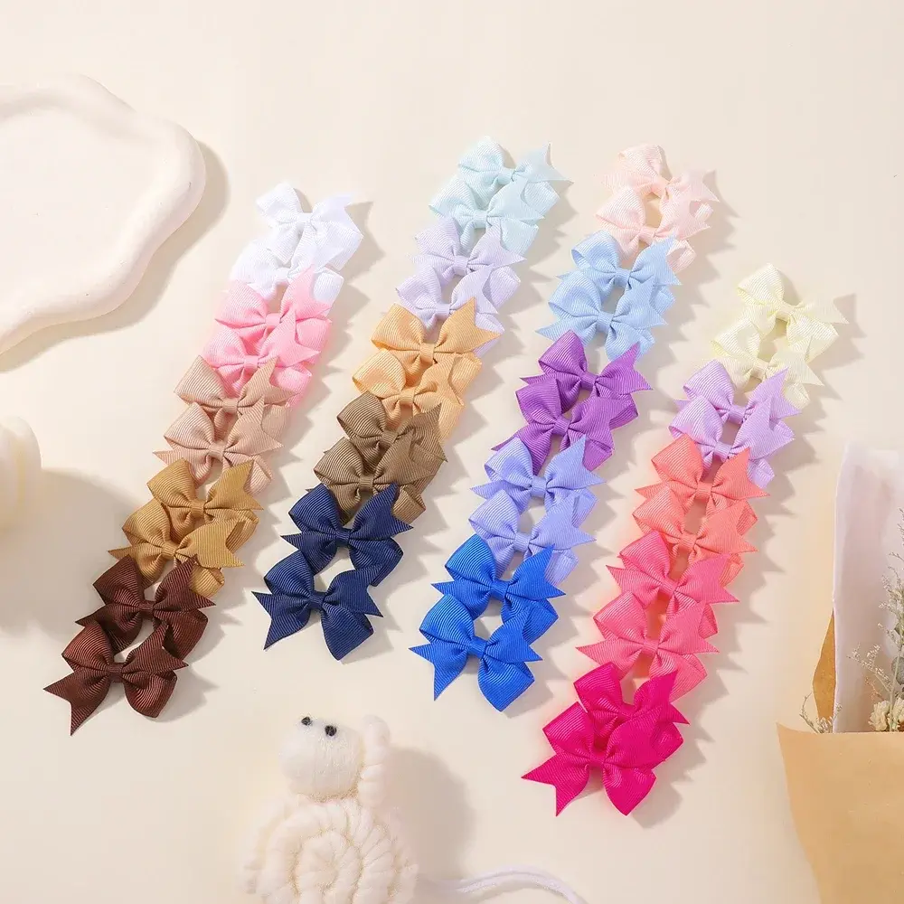 RAINBOW BOWS 40/20Pcs 2.3'' Classical Ribbon Bowknot Hair Clips for Girls Handmade Bows Hairgripes Hair Accessories Wholesale