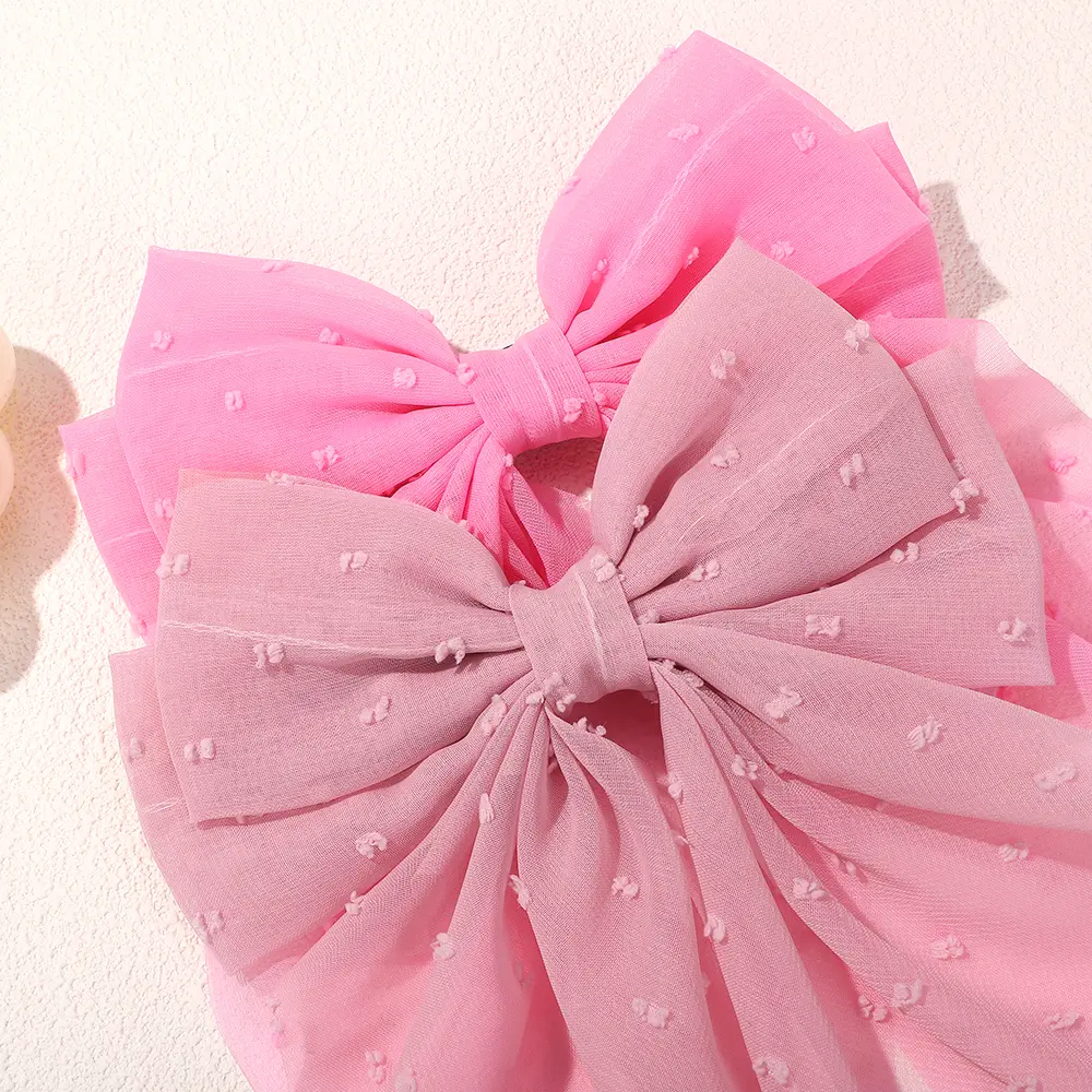RAINBOW BOWS Girls Long Big Bow Float Satin Clips Back Head Hair Clip Retro Wine Red Same Temperament Elegant Hair Accessories