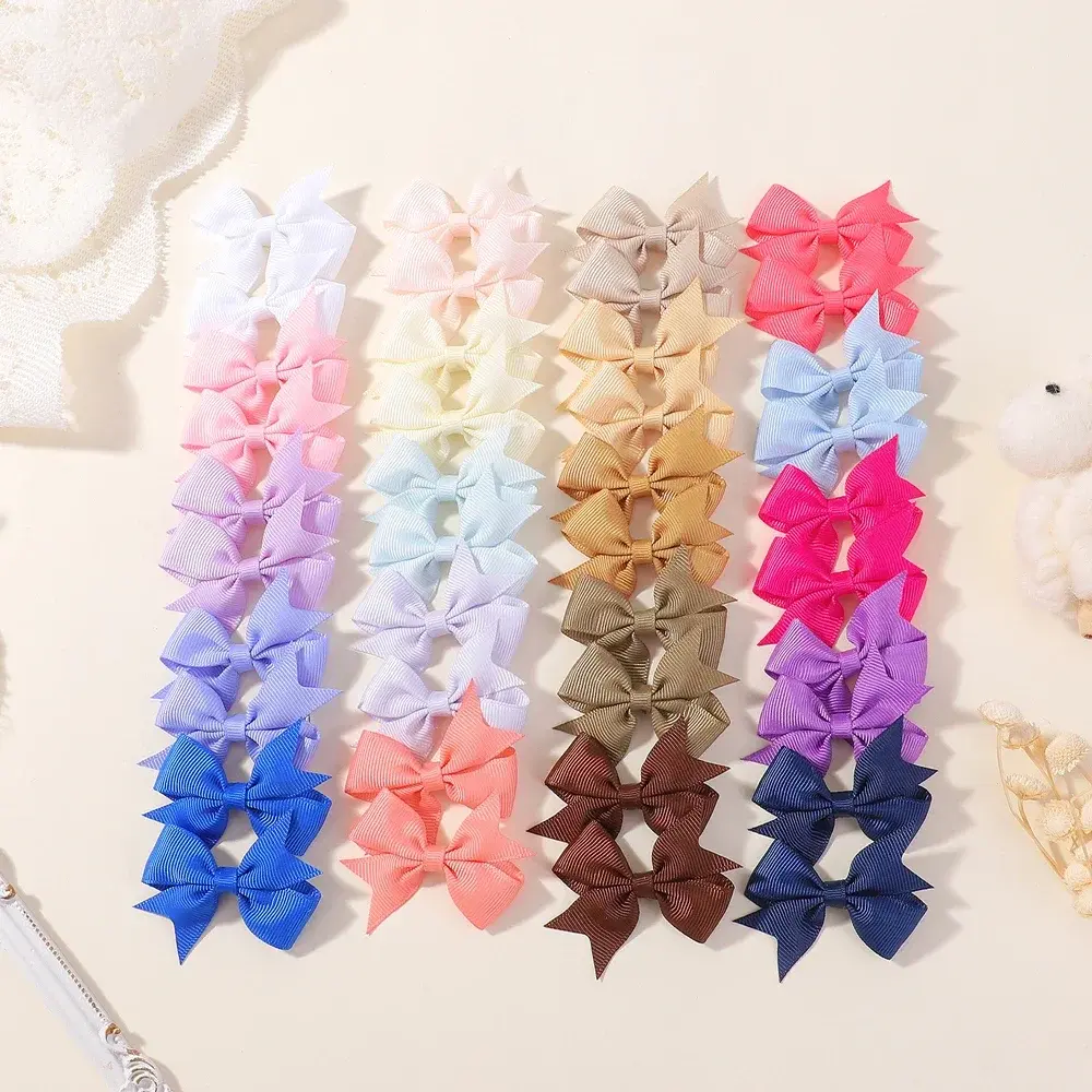 RAINBOW BOWS 40/20Pcs 2.3'' Classical Ribbon Bowknot Hair Clips for Girls Handmade Bows Hairgripes Hair Accessories Wholesale